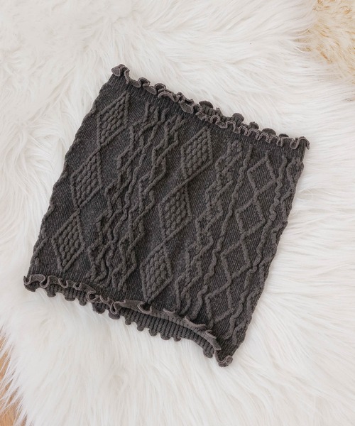 emesuelee（エメスーリー）の「冷え対策 編柄腹巻 ネックウォーマー（その他ルームウェア・レディース・パープル/グレー/アイボリー・フリー）」の8枚目の写真