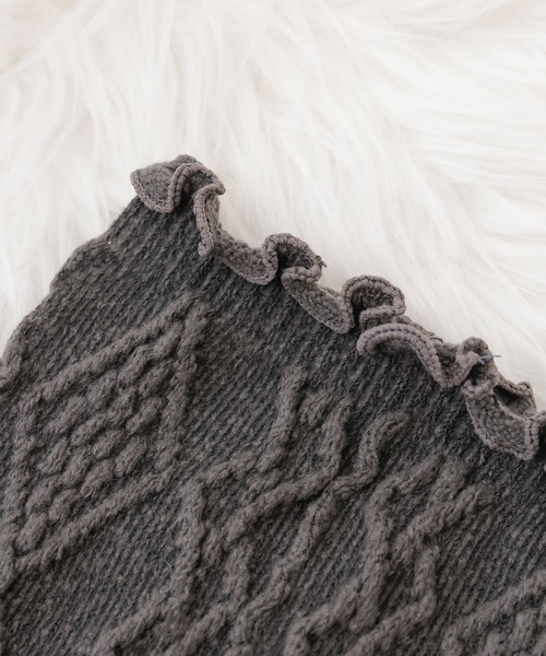 emesuelee（エメスーリー）の「冷え対策 編柄腹巻 ネックウォーマー（その他ルームウェア・レディース・パープル/グレー/アイボリー・フリー）」の18枚目の写真