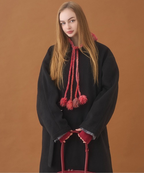 Heavy Melton Side Slit Cot-Off Tie-Locken Coat / ヘビーメルトン