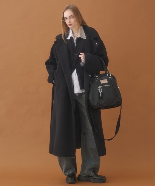 Heavy Melton Side Slit Cot-Off Tie-Locken Coat / ヘビーメルトン