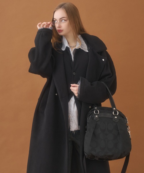 Heavy Melton Side Slit Cot-Off Tie-Locken Coat / ヘビーメルトン