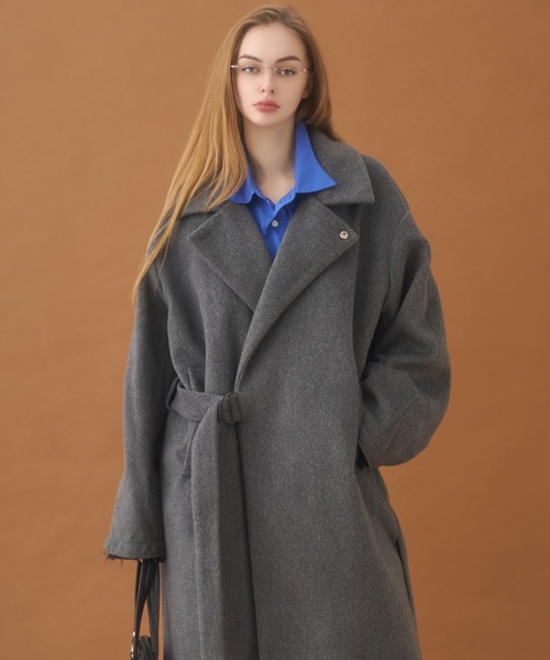 Heavy Melton Side Slit Cot-Off Tie-Locken Coat / ヘビーメルトン