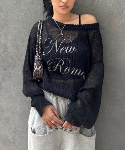 WHO'S WHO gallery（フーズフーギャラリー）の「シアーロゴニット（Tシャツ/カットソー・レディース・ブラック/グレー/ブラウン・FREE）」の2枚目の写真