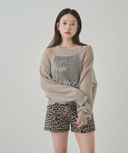 WHO'S WHO gallery（フーズフーギャラリー）の「シアーロゴニット（Tシャツ/カットソー・レディース・ブラック/グレー/ブラウン・FREE）」の6枚目の写真