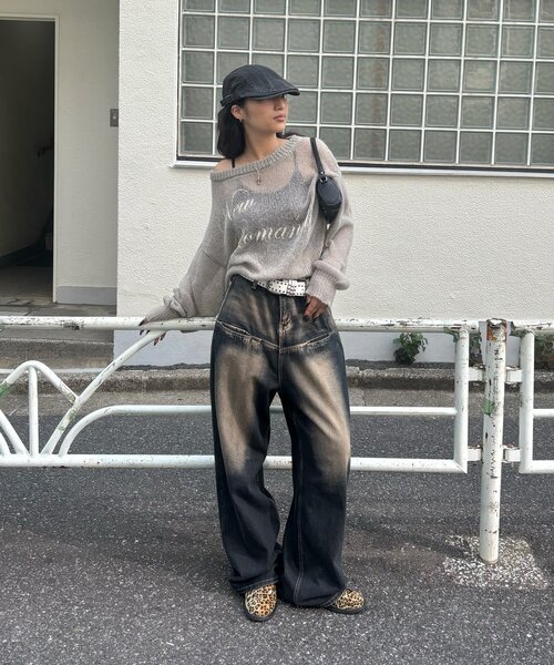 WHO'S WHO gallery（フーズフーギャラリー）の「シアーロゴニット（Tシャツ/カットソー・レディース・ブラック/グレー/ブラウン・FREE）」の18枚目の写真