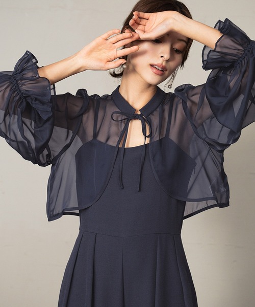 セール】【低身長サイズあり】【～3Lサイズ】マルチway シフォンボレロ