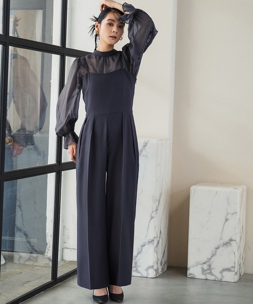 オケージョン、結婚式、オールインワン マルチway シフォンボレロ オールインワン パンツドレス 2点