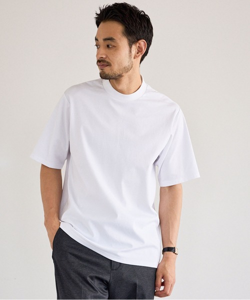 le cercle ADAM ET ROPE'(ルセルクルアダムエロペ)の「リブデザイン冷感ジャケットインナーTシャツ/接触冷感(Tシャツ/カットソー・メンズ・ホワイト/ブラック/チャコールグレー・LL/L/M/S)」の1枚目の写真