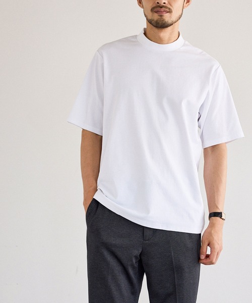 le cercle ADAM ET ROPE'(ルセルクルアダムエロペ)の「リブデザイン冷感ジャケットインナーTシャツ/接触冷感(Tシャツ/カットソー・メンズ・ホワイト/ブラック/チャコールグレー・LL/L/M/S)」の4枚目の写真