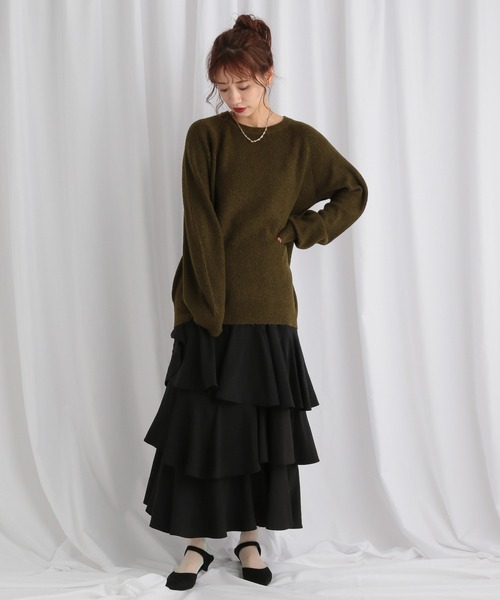 mysty woman(ミスティウーマン)の「アシメティアードスカート2 582501(スカート・レディース・オフホワイト/グレイッシュブルー/ブラック・FREE)」の6枚目の写真