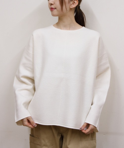 ORCIVAL（オーシバル）の「ORCIVAL/オーシバル　ウールジャージープルオーバー　WOOL JERSSEY PULLOVER　OR-D0128 KKW（ニット/セーター・レディース・ダークネイビー/アイボリー/イエロー・1）」の4枚目の写真