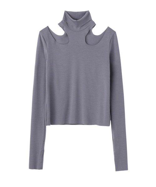 JOHN LAWRENCE SULLIVAN(ジョンローレンスサリバン)の「WOOL RIB HOLLOWED OUT TURTLE NECK TOP(Tシャツ/カットソー・レディース・ブラック/グレー/ピンク・ONE SIZE)」の3枚目の写真