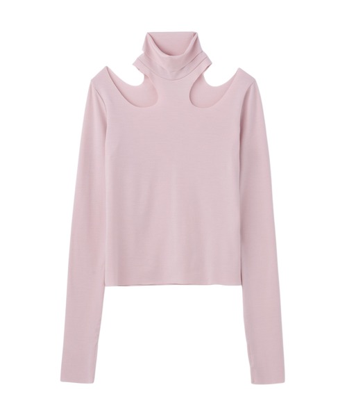 JOHN LAWRENCE SULLIVAN(ジョンローレンスサリバン)の「WOOL RIB HOLLOWED OUT TURTLE NECK TOP(Tシャツ/カットソー・レディース・ブラック/グレー/ピンク・ONE SIZE)」の1枚目の写真