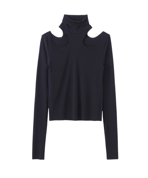 JOHN LAWRENCE SULLIVAN(ジョンローレンスサリバン)の「WOOL RIB HOLLOWED OUT TURTLE NECK TOP(Tシャツ/カットソー・レディース・ブラック/グレー/ピンク・ONE SIZE)」の2枚目の写真