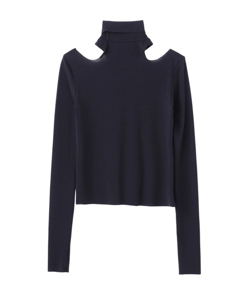 JOHN LAWRENCE SULLIVAN(ジョンローレンスサリバン)の「WOOL RIB HOLLOWED OUT TURTLE NECK TOP(Tシャツ/カットソー・レディース・ブラック/グレー/ピンク・ONE SIZE)」の4枚目の写真