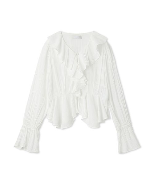 セルフォード　袖フリル付きホワイトペプラムシャツ セルフォード袖フリル付きホワイトペプラムシャツ