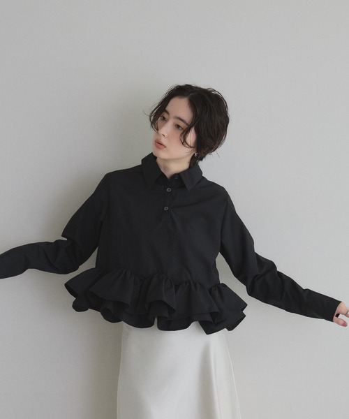 セール】【ZOZO限定】フリルヘムロングスリーブブラウス（シャツ