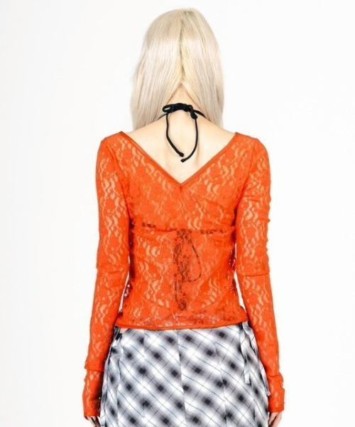 ROYAL FLASH（ロイヤルフラッシュ）の「MITSUKI/ミツキ/LACE V NECK TOPS（Tシャツ/カットソー・レディース・ホワイト/ブラック/レッド・F）」の17枚目の写真