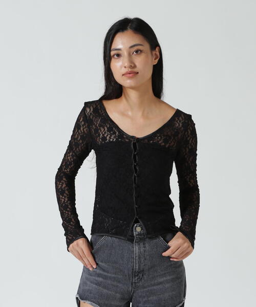 ROYAL FLASH（ロイヤルフラッシュ）の「MITSUKI/ミツキ/LACE V NECK TOPS（Tシャツ/カットソー・レディース・ホワイト/ブラック/レッド・F）」の12枚目の写真