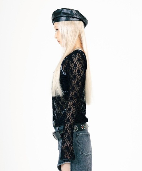 ROYAL FLASH（ロイヤルフラッシュ）の「MITSUKI/ミツキ/LACE V NECK TOPS（Tシャツ/カットソー・レディース・ホワイト/ブラック/レッド・F）」の15枚目の写真