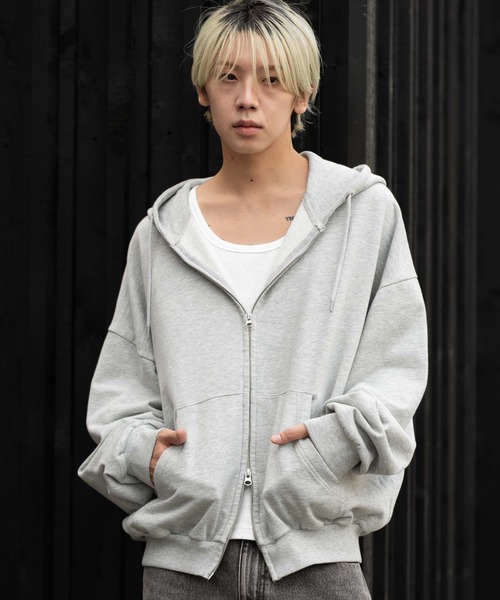 WEGO（ウィゴー）の「∴WEGO/【25年秋冬新作】バルーンBIGダブルZIPパーカー（パーカー・メンズ・杢グレー/ブラック系その他/ブラウン・MEDIUM/LARGE）」の2枚目の写真