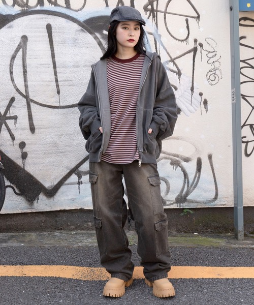 WEGO（ウィゴー）の「∴WEGO/【25年秋冬新作】バルーンBIGダブルZIPパーカー（パーカー・メンズ・杢グレー/ブラック系その他/ブラウン・MEDIUM/LARGE）」の7枚目の写真