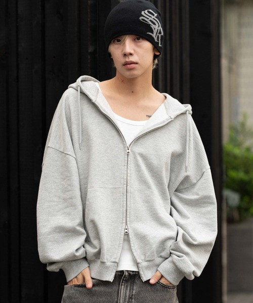 WEGO（ウィゴー）の「∴WEGO/バルーンBIGダブルZIPパーカー（パーカー・メンズ・杢グレー/ブラック系その他/ブラウン・MEDIUM/LARGE）」の13枚目の写真