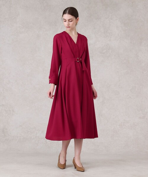 ウールジョーゼットフロントタック ワンピース（ワンピース）｜ANAYI