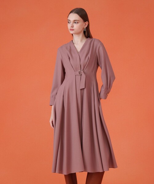 美品✨ANAYI ウールジョーゼットVネックワンピース シャツワンピース 美品✨ANAYI ウールジョーゼットVネックワンピース シャツワンピース