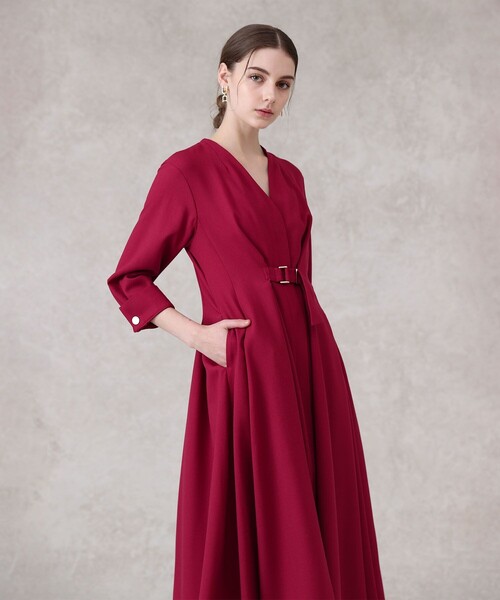 セール】ウールジョーゼットフロントタック ワンピース（ワンピース