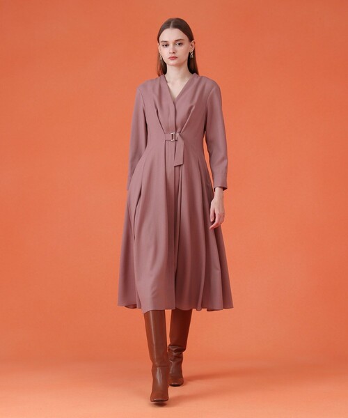ウールジョーゼットフロントタック ワンピース（ワンピース）｜ANAYI