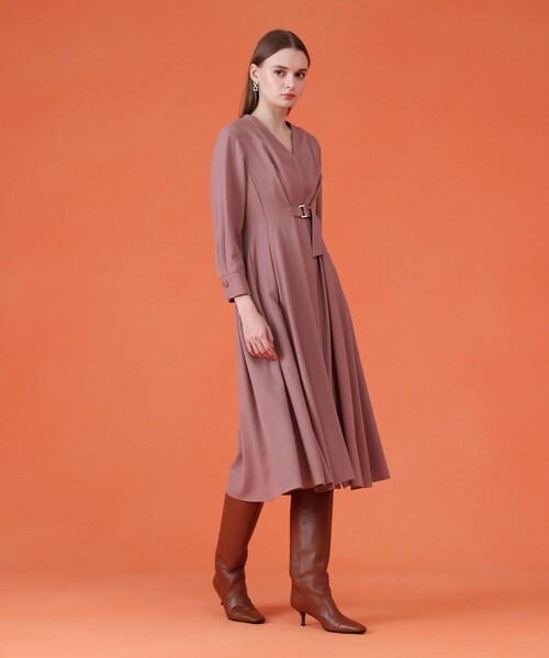 セール】ウールジョーゼットフロントタック ワンピース（ワンピース