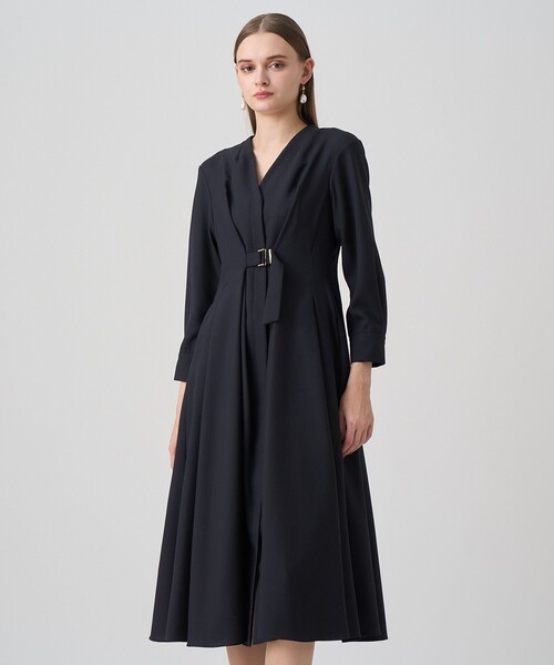 ANAYI ウールジョーゼットタックフレアワンピース 36 ANAYI（アナイ）の「ウールジョーゼットタックフレアワンピース