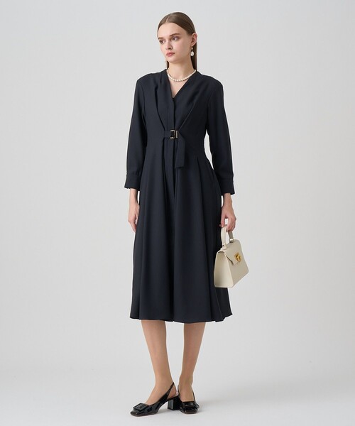 ウールジョーゼットフロントタック ワンピース（ワンピース）｜ANAYI