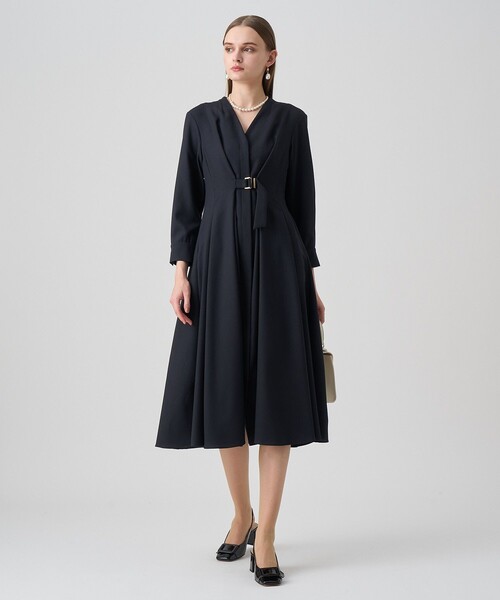 ウールジョーゼットフロントタック ワンピース（ワンピース）｜ANAYI