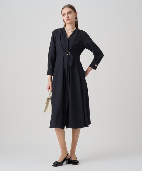ウールジョーゼットフロントタック ワンピース（ワンピース）｜ANAYI