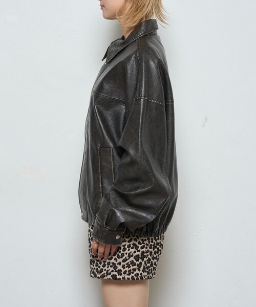 【WHO'S WHO gallery】ヴィンテージ風レザーブルゾン　ブラック パル PAL 【WHO'S WHO gallery】ヴィンテージライクレザー