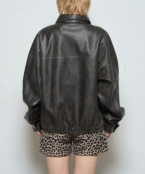 who's who gallery ヴィンテージライクレザーブルゾン ブラック ステン