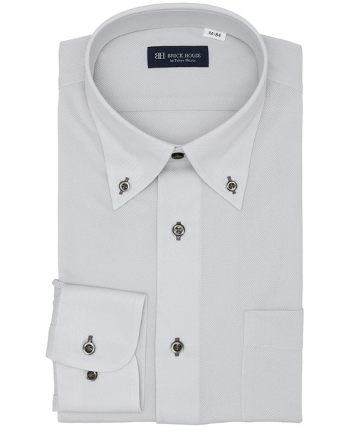 TOKYO SHIRTS(トウキョウシャツ)の「形態安定ノンアイロン ボタンダウン 長袖ストレッチビジネスワイシャツ(ビジネスシャツ・メンズ・グレー・首回り39cm-裄丈84cm/首回り41cm-裄丈82cm/首回り41cm-裄丈86cm/首回り42cm-裄丈82cm/首回り42cm-裄丈86cm/首回り43cm-裄丈82cm/首回り43cm-裄丈86cm/首回り37cm-裄丈80cm/首回り39cm-裄丈80cm/首回り37cm-裄丈84cm)」の1枚目の写真