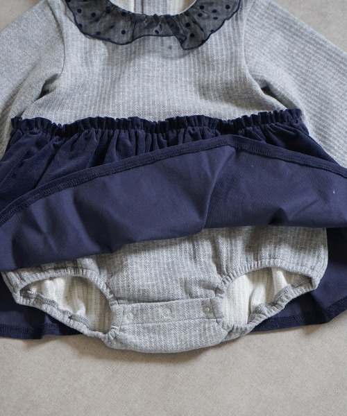 10mois(ディモワ)の「【10mois(ディモワ)】DOTフリルカラーボディオール 70・80cm(ロンパース・キッズ・ベージュ/ネイビー・70cm/80cm)」の16枚目の写真