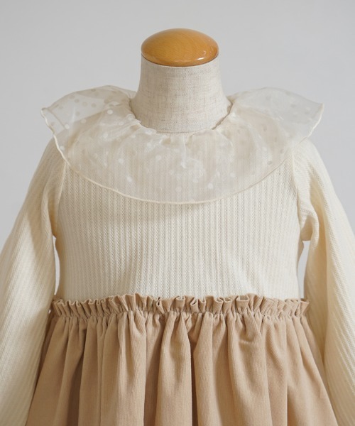 10mois(ディモワ)の「【10mois(ディモワ)】DOTフリルカラーボディオール 70・80cm(ロンパース・キッズ・ベージュ/ネイビー・70cm/80cm)」の9枚目の写真