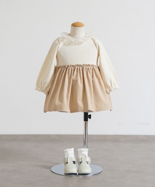 10mois(ディモワ)の「【10mois(ディモワ)】DOTフリルカラーボディオール 70・80cm(ロンパース・キッズ・ベージュ/ネイビー・70cm/80cm)」の7枚目の写真