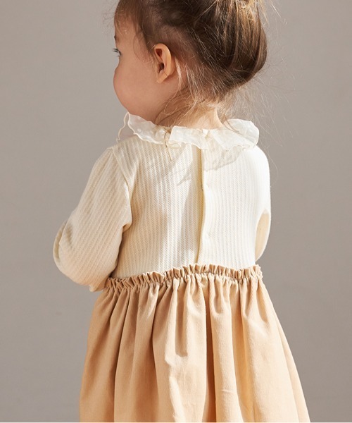 10mois(ディモワ)の「【10mois(ディモワ)】DOTフリルカラーボディオール 70・80cm(ロンパース・キッズ・ベージュ/ネイビー・70cm/80cm)」の6枚目の写真
