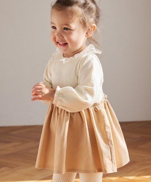 10mois(ディモワ)の「【10mois(ディモワ)】DOTフリルカラーボディオール 70・80cm(ロンパース・キッズ・ベージュ/ネイビー・70cm/80cm)」の5枚目の写真