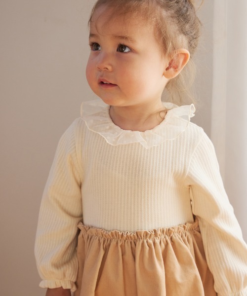 10mois(ディモワ)の「【10mois(ディモワ)】DOTフリルカラーボディオール 70・80cm(ロンパース・キッズ・ベージュ/ネイビー・70cm/80cm)」の3枚目の写真
