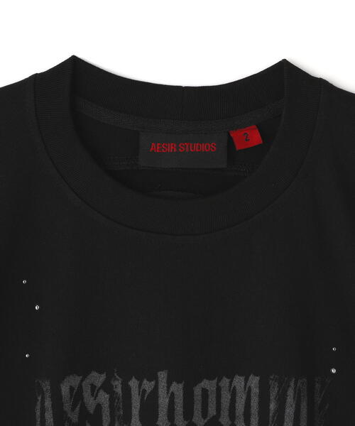 L.H.P（エルエイチピー）の「Aesir Studios/アースィアスタジオ/RHINESTONE T-SHIRT（Tシャツ/カットソー・レディース・ブラック・2/1）」の2枚目の写真