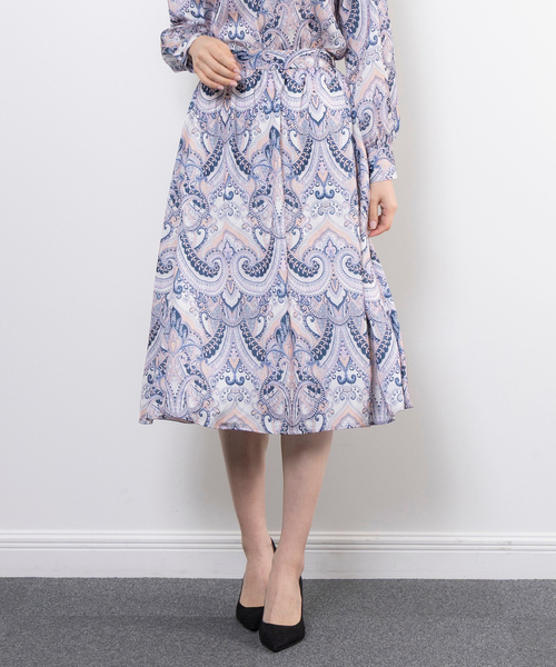 NARACAMICIE(ナラカミーチェ)の「【NARACAMICIE】【セットアップ対応】ペイズリー柄スカート(スカート・レディース・ピンク/グリーン・XL/M)」の2枚目の写真