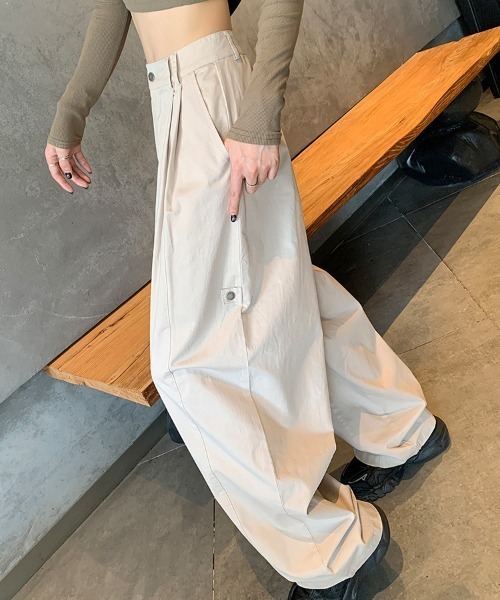 cammie(キャミー)の「ウエストタックルーズパンツ(その他パンツ・レディース・カーキ/アイボリー/ブラウン・M/L)」の6枚目の写真