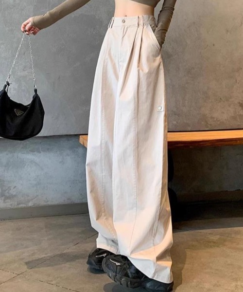 cammie(キャミー)の「ウエストタックルーズパンツ(その他パンツ・レディース・カーキ/アイボリー/ブラウン・M/L)」の5枚目の写真