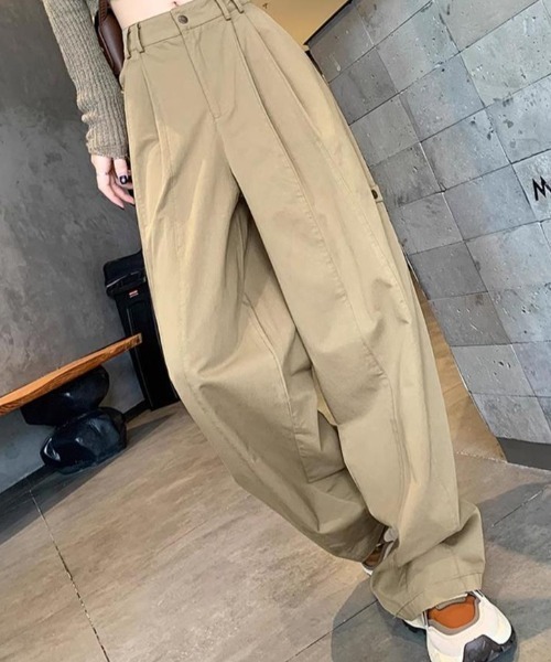 cammie(キャミー)の「ウエストタックルーズパンツ(その他パンツ・レディース・カーキ/アイボリー/ブラウン・M/L)」の11枚目の写真